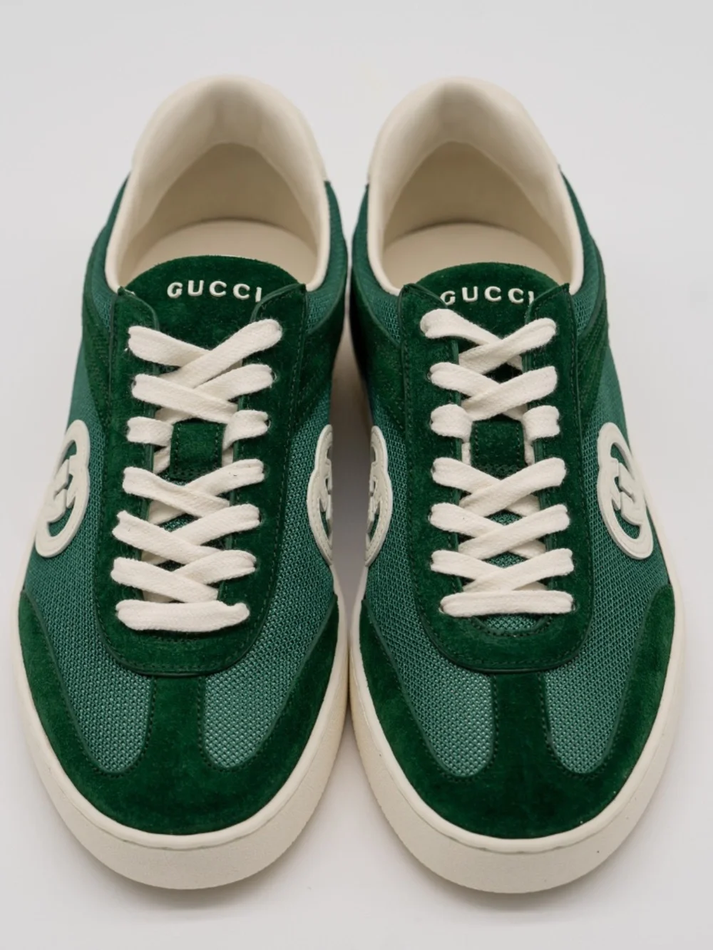 Gucci Men's Sneakers Green G75 Suede GG Mesh size 7.5G 8 US